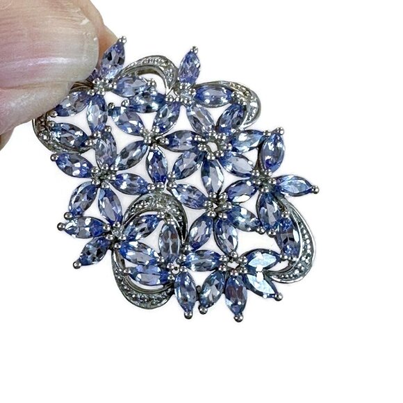 Tanzanite Pendant, Sterling Silver, Cluster, Designer, STS, Chuck Clemency - Picture 2 of 5